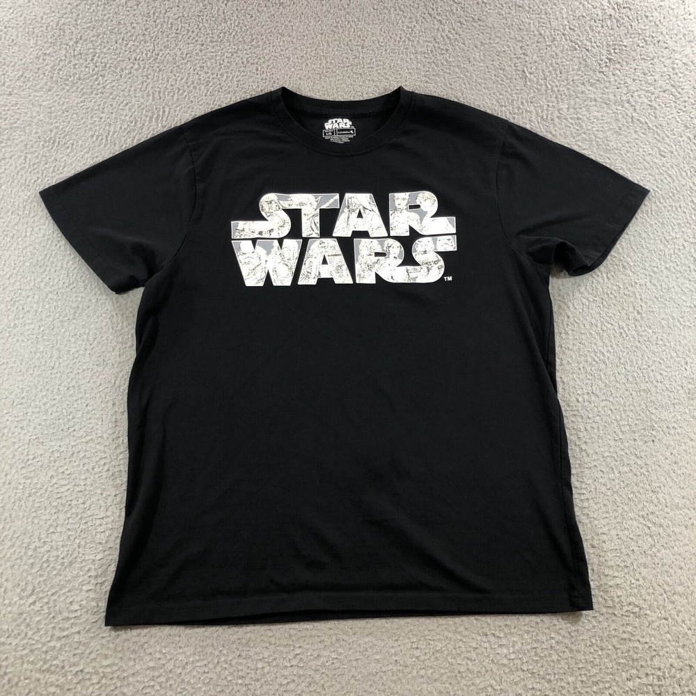 Starwars T Shirt Men's L Black Spell Out Logo